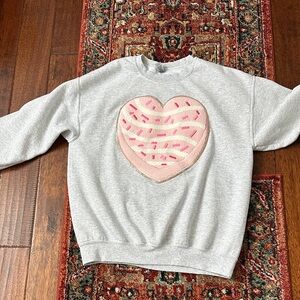 Gildan Gray Sweatshirt with Pink Heart Design